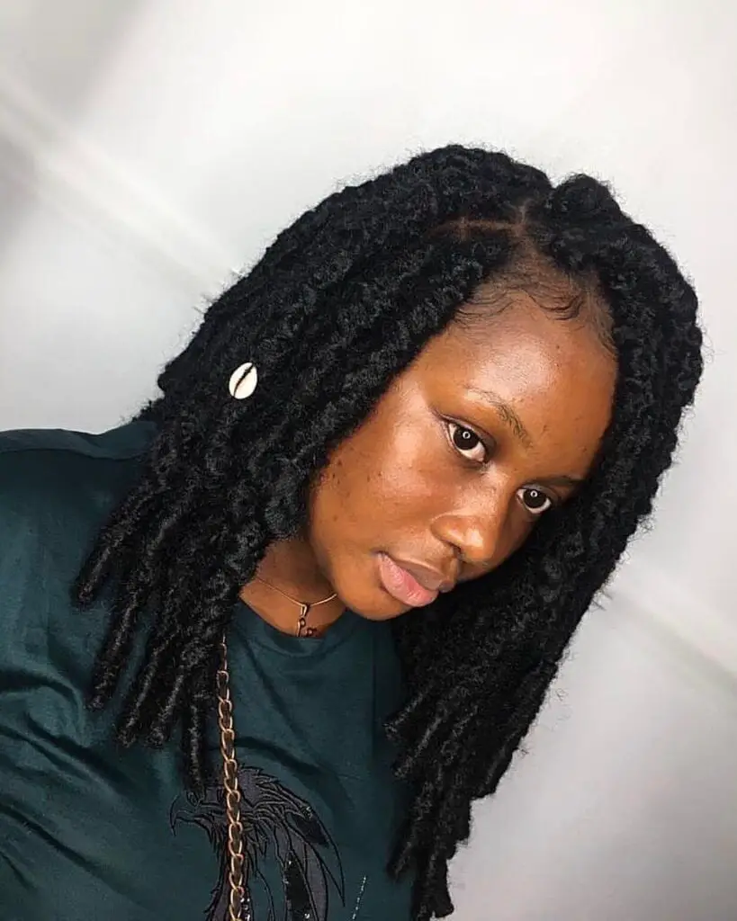 Shoulder Length Black Locs With Accessory — Classy Crochet Hair