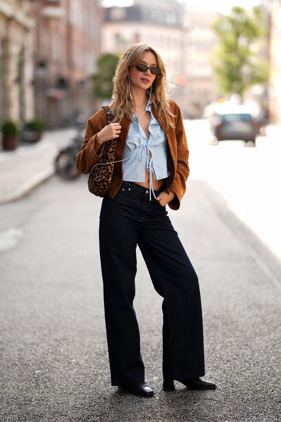 Brown Suede Jacket With Tie Front Top — Classy Cropped Jacket Outfits