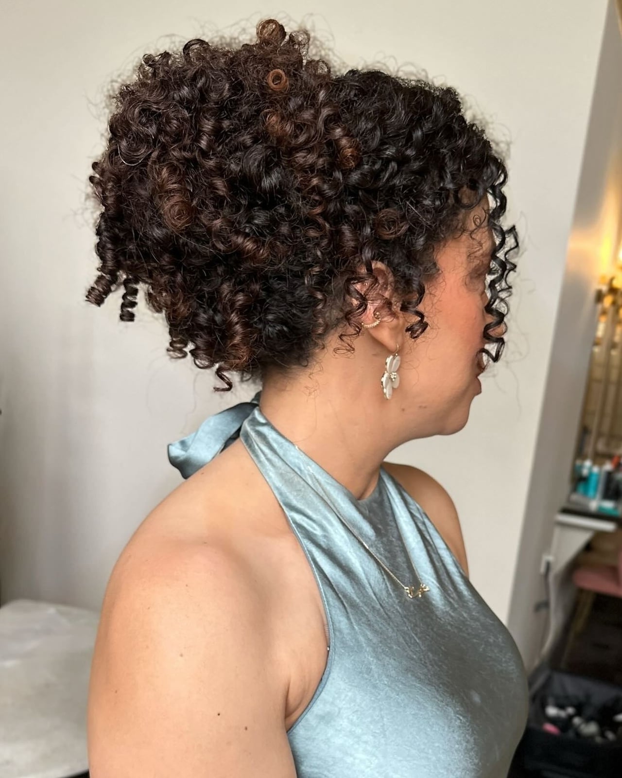 Textured Dark Brown Curly Bun Textured Dark Brown Curly Bun — Classy Curly Updo
