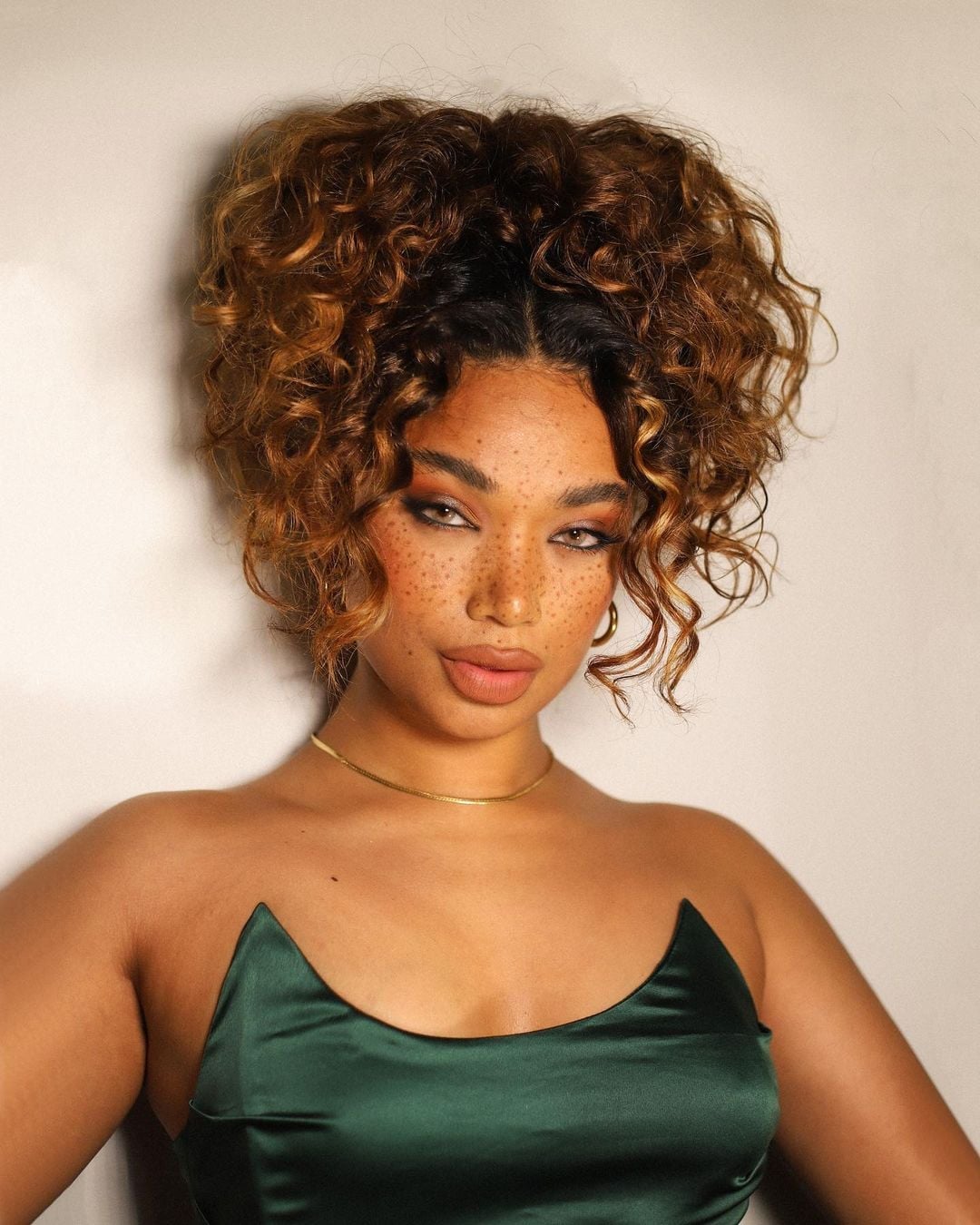 High Updo With Auburn Highlighted Curls High Updo With Auburn Highlighted Curls — Classy Curly Updo