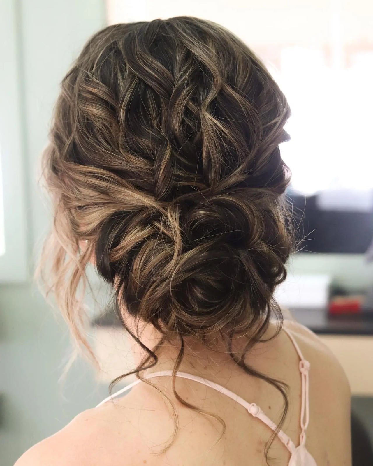 Dark Brown Updo With Caramel Highlights Dark Brown Updo With Caramel Highlights — Classy Curly Updo