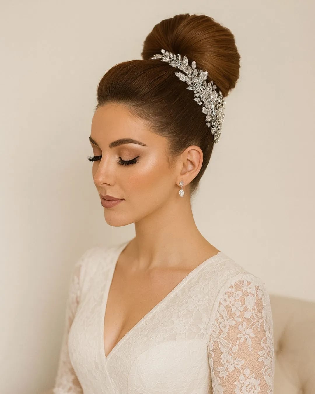 High Medium Brown Top Knot With Headband High Medium Brown Top Knot With Headband — Classy Dance Hair