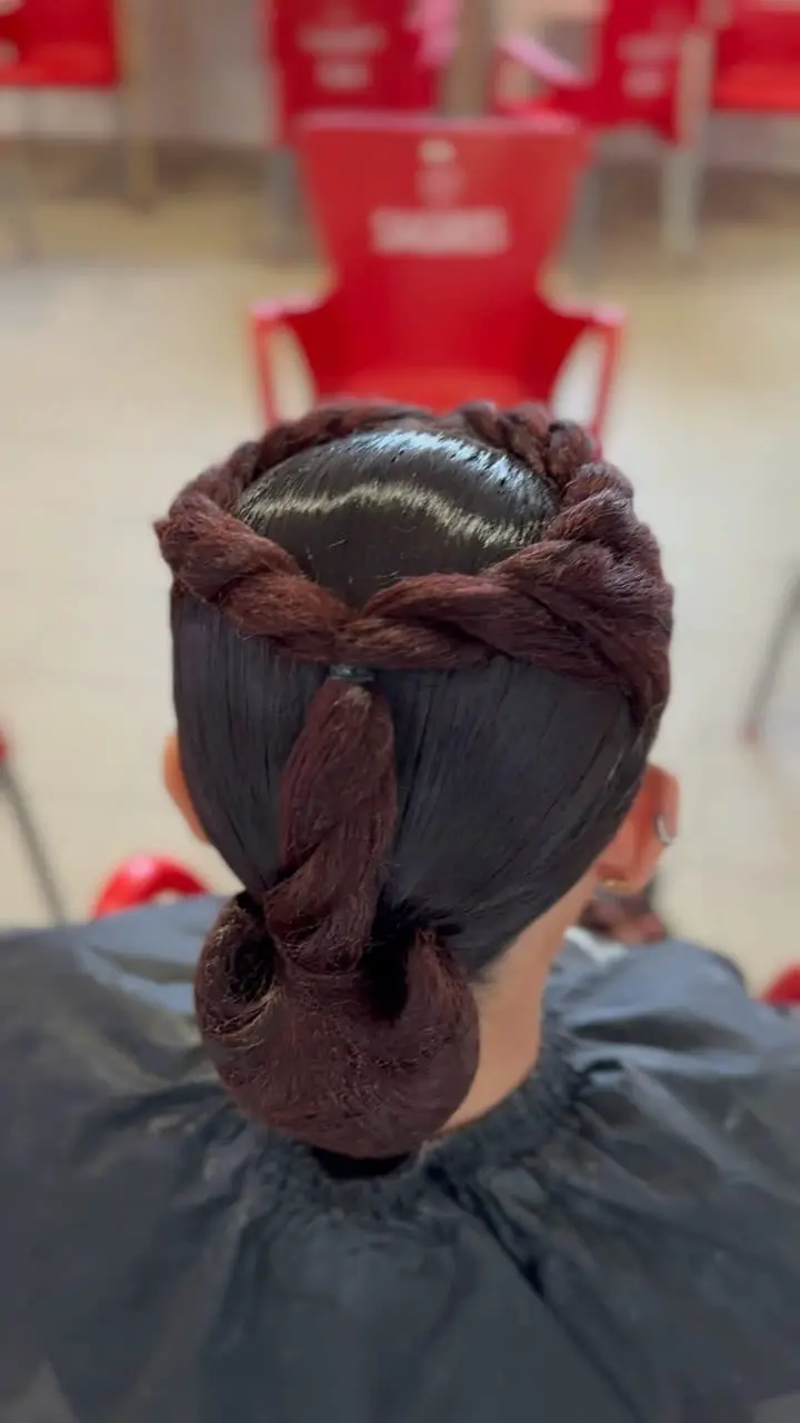 Dark Brown Braided Updo With Crown Detail Dark Brown Braided Updo With Crown Detail — Classy Dance Hair