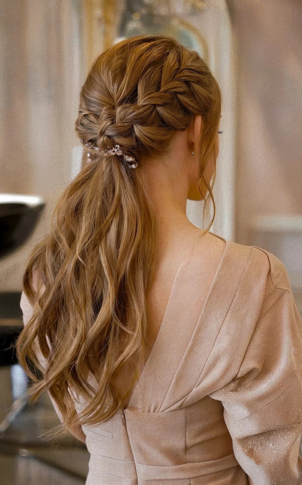 Light Brown Braided Updo With Loose Waves Light Brown Braided Updo With Loose Waves — Classy Dance Hair