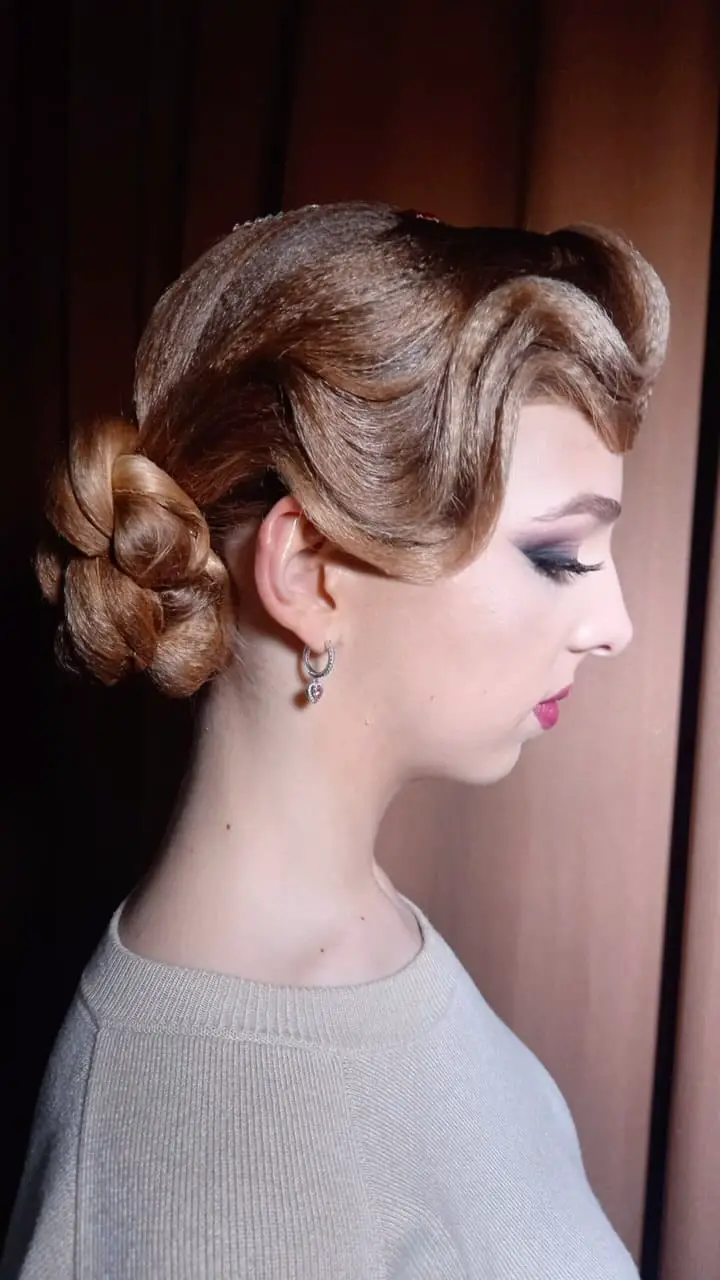 Light Brown Finger Waves Into Low Bun — Classy Dance Hairstyles