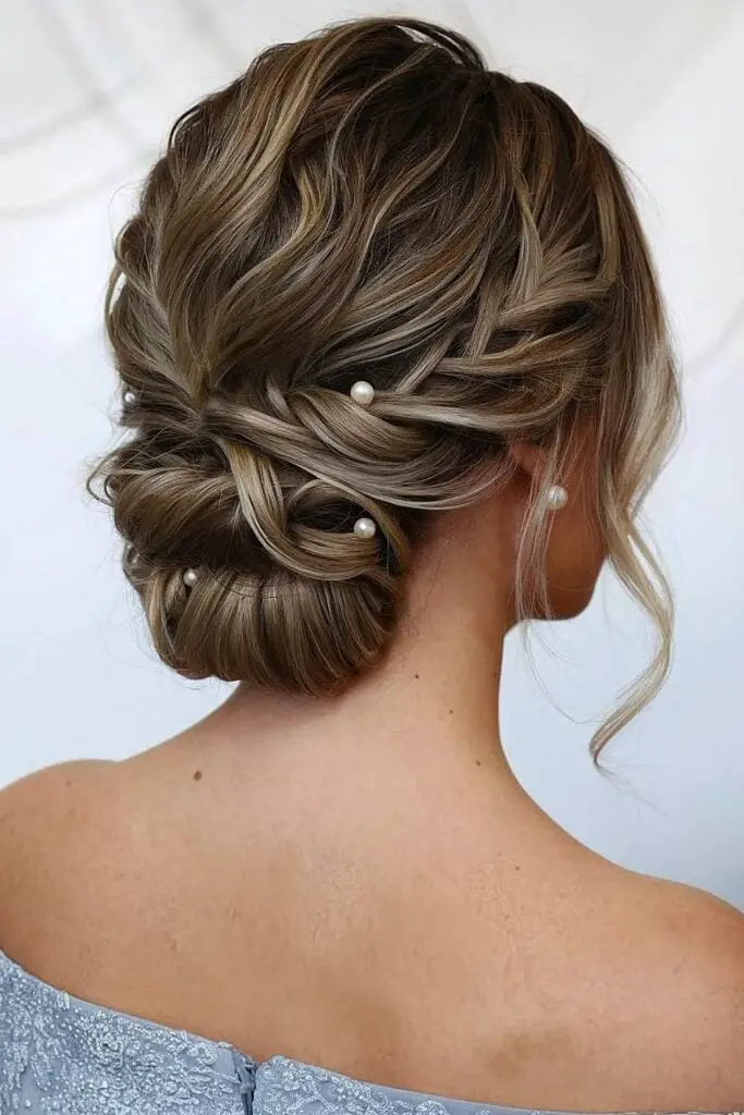 Dark Brown Wavy Chignon With Curls — Classy Dance Hairstyles