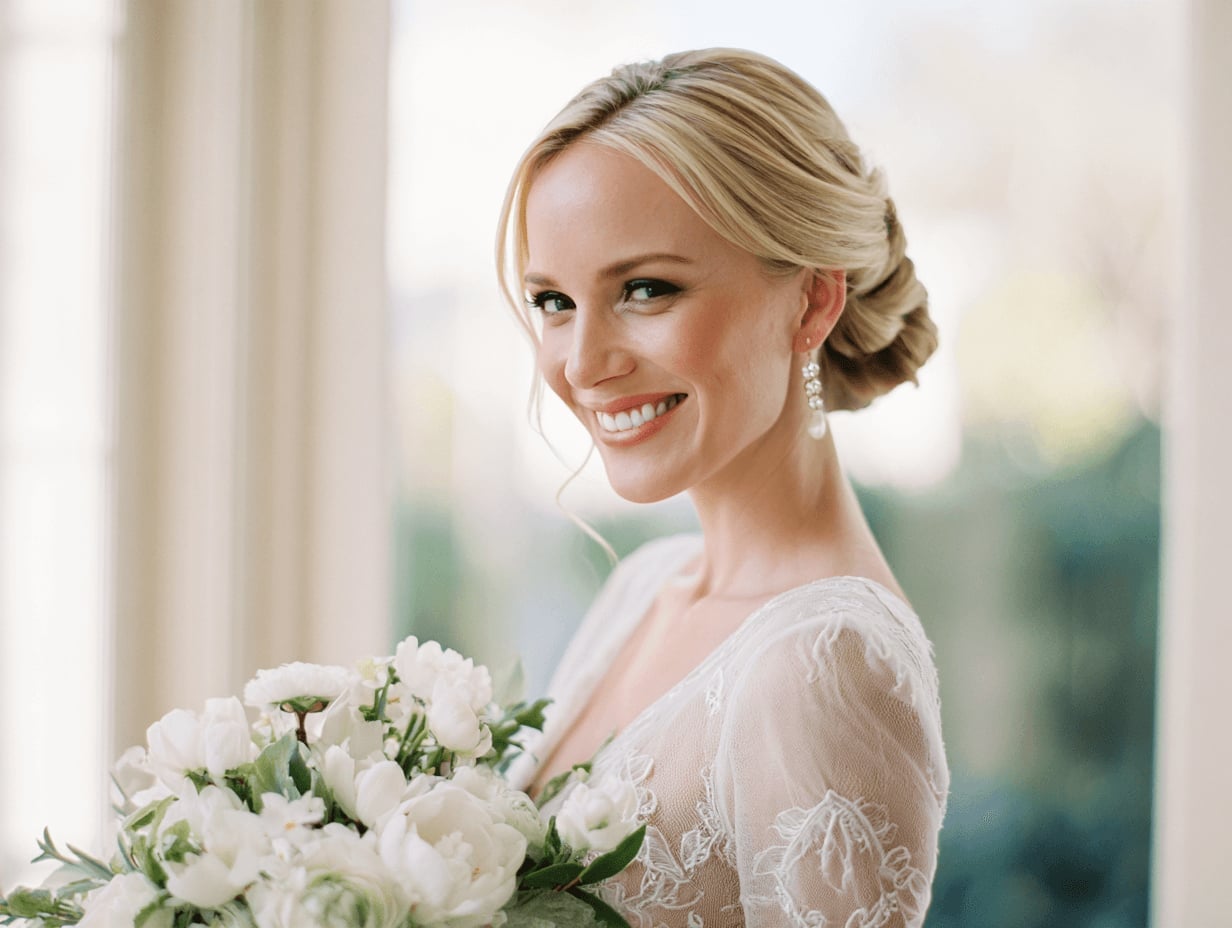 Blonde Chignon With Wispy Bangs — Classy Dance Hairstyles