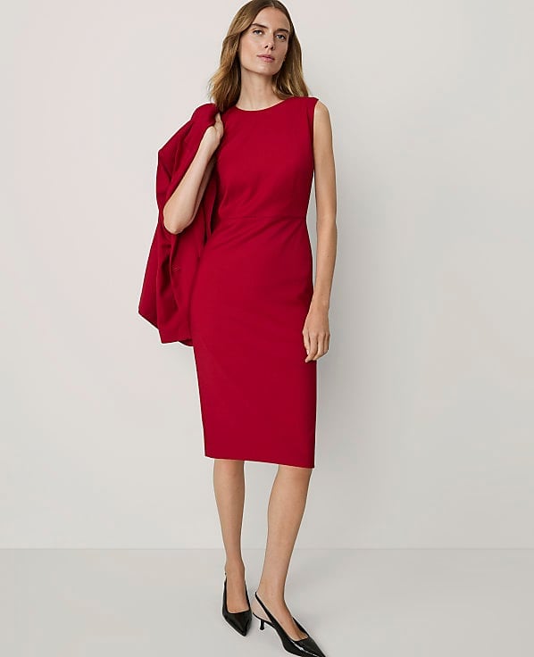 Classic Red Midi Sheath Dress — Classy Dark Red Dress