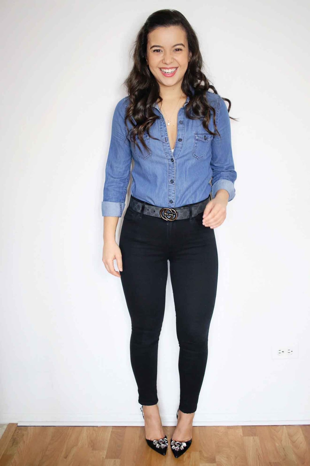 Denim Shirt With Black Skinny Jeans Denim Shirt With Black Skinny Jeans — Classy Denim Outfits