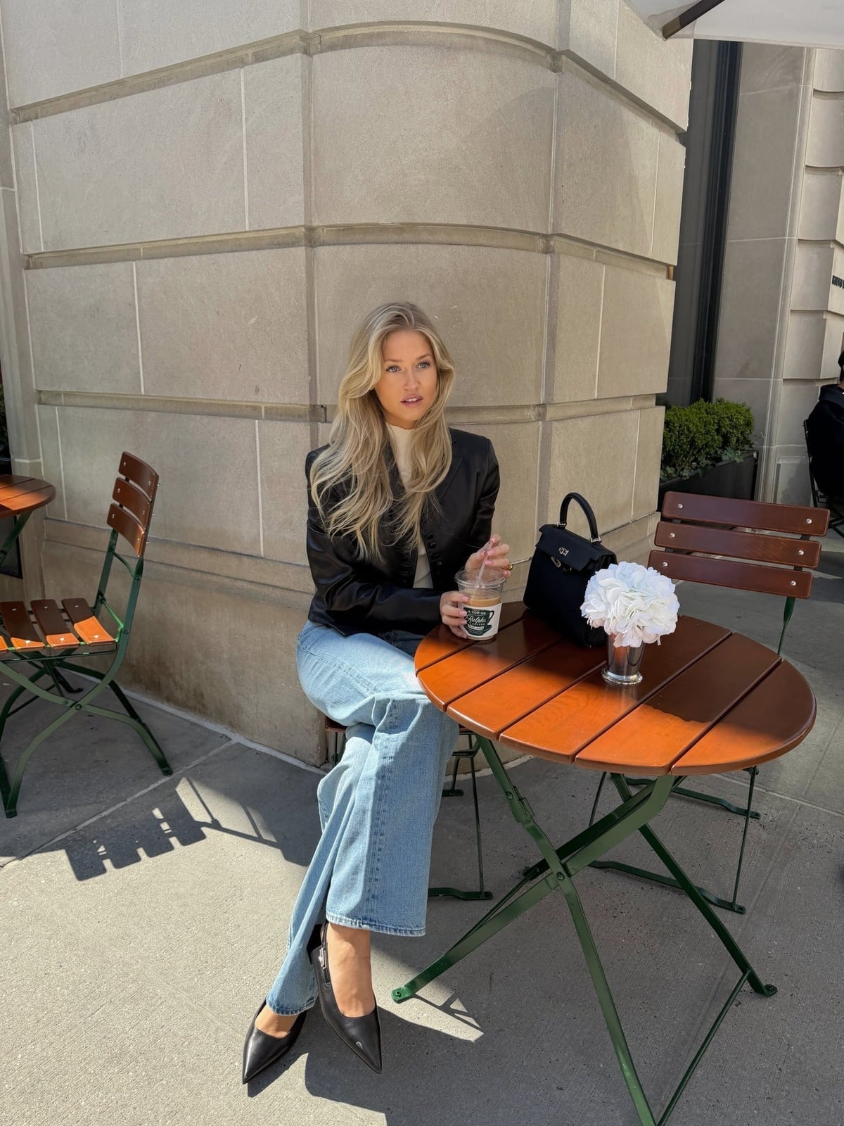 Cream Top And Bomber Jacket With Wide Leg Jeans Cream Top And Bomber Jacket With Wide Leg Jeans — Classy Denim Outfits