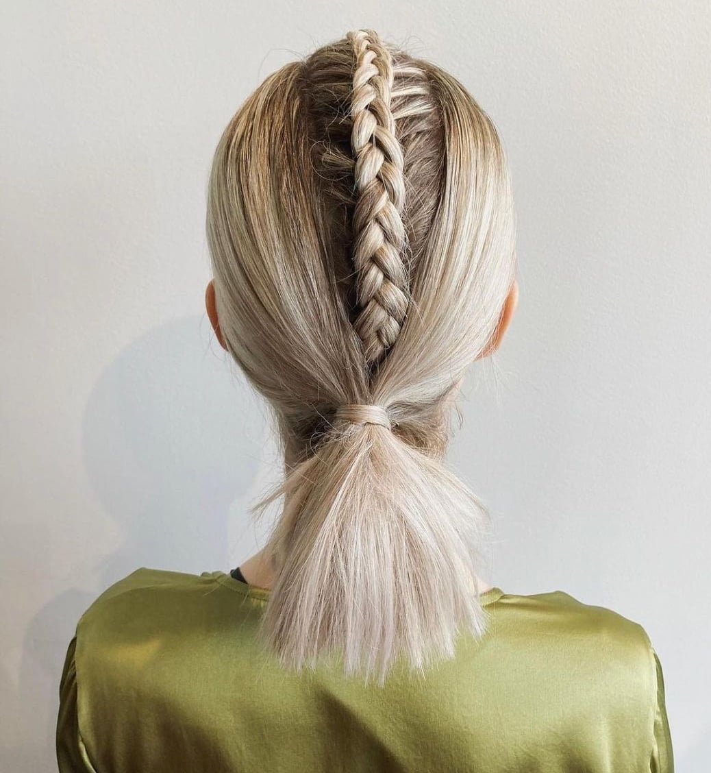 Shoulder Length Ash Blonde Braid Into Ponytail Shoulder Length Ash Blonde Braid Into Ponytail — Classy Dirty Hair Hairstyles