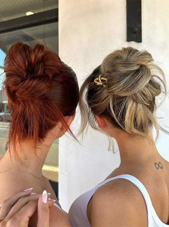 Messy Bun With Red And Blonde Hair Options Messy Bun With Red And Blonde Hair Options — Classy Dirty Hair Hairstyles