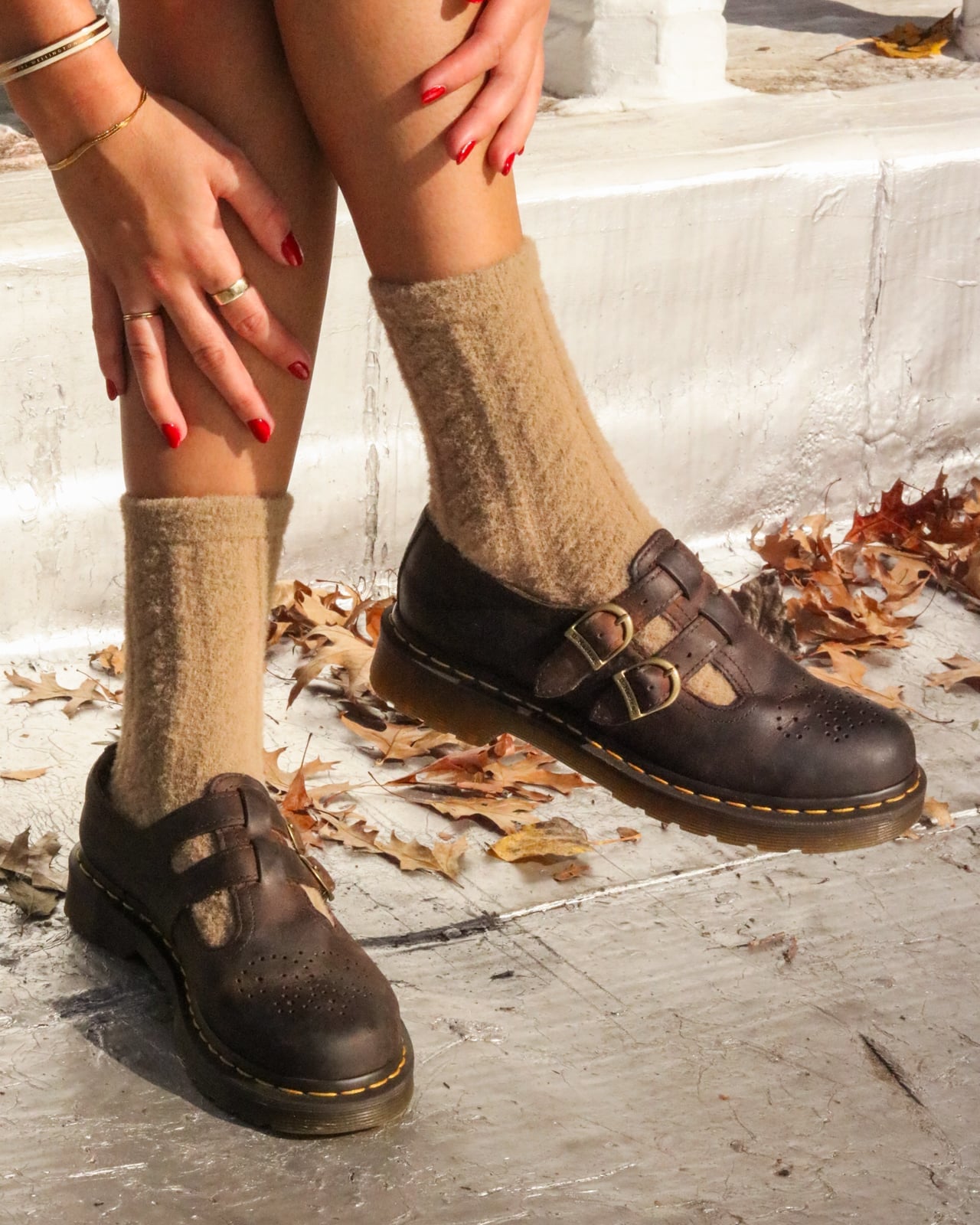 Brown Leather Double Strap Buckle Shoes, Office-Safe Version Brown Leather Double Strap Buckle Shoes, Office-Safe Version — Classy Doc Martens Outfits