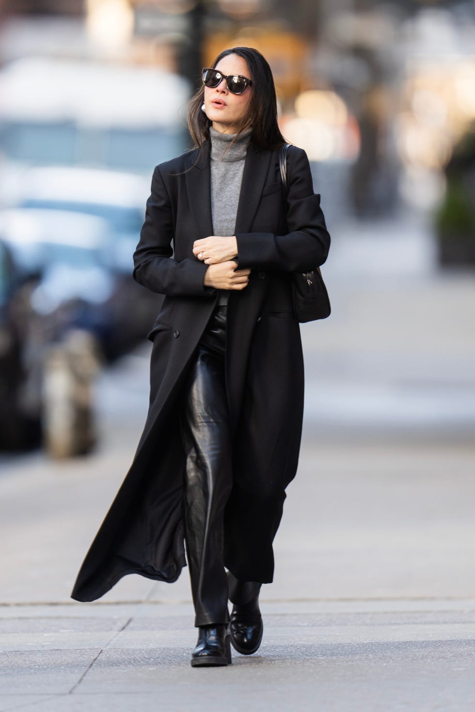 Black Coat With Leather Pants — Classy Downtown Girl Outfits