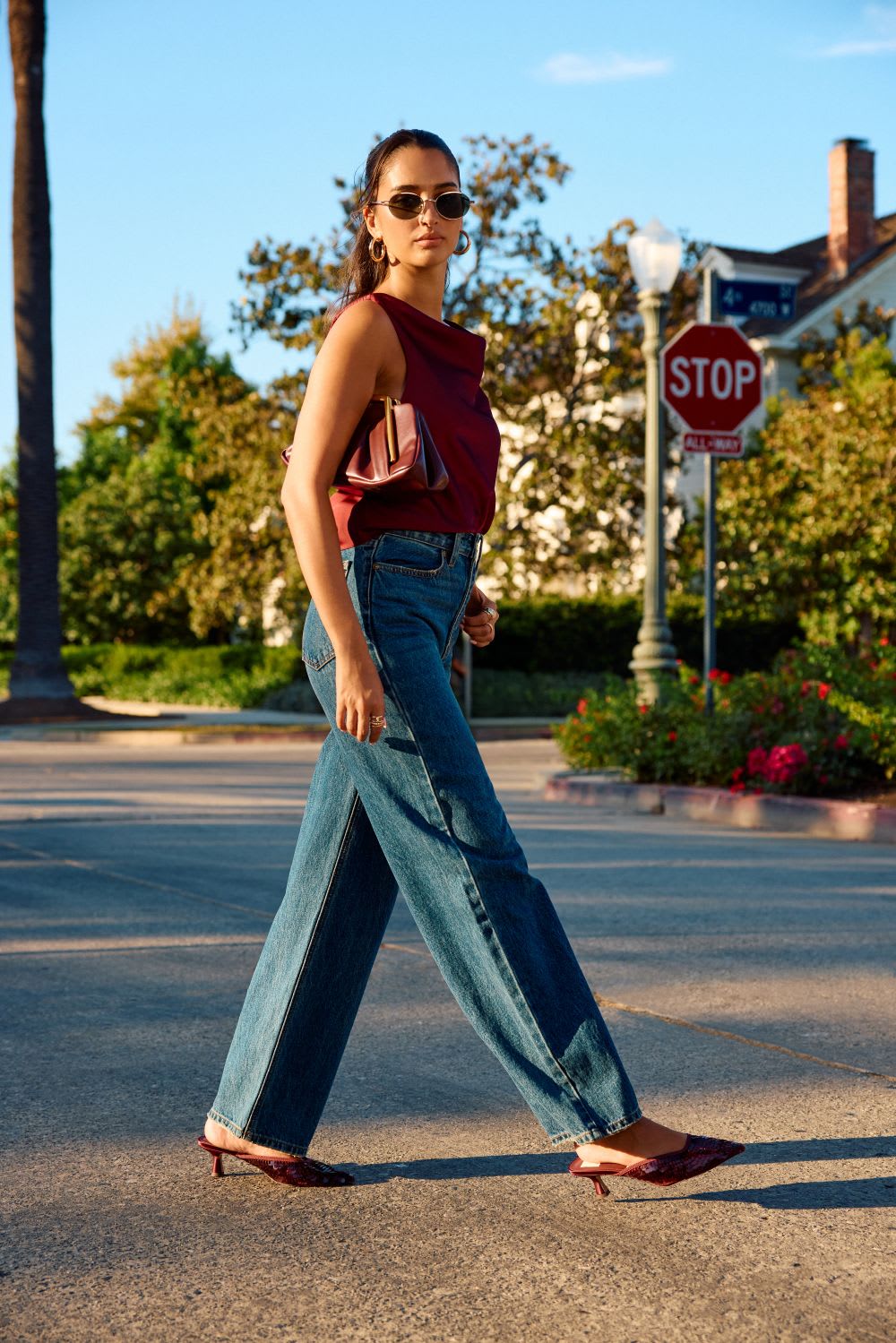 Cowl Neck Top With Wide Leg Jeans — Classy Downtown Girl Outfits