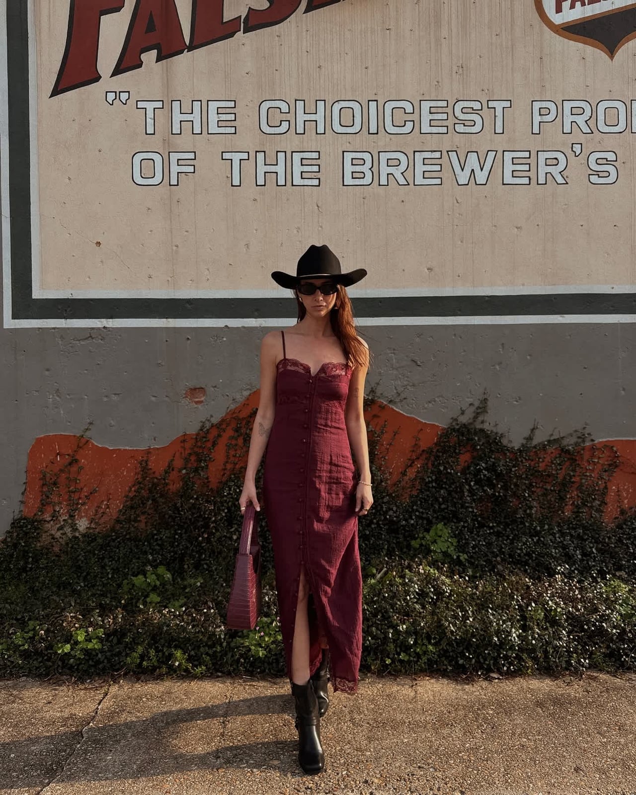 Lace Trimmed Dress With Cowboy Hat — Classy Downtown Girl Outfits