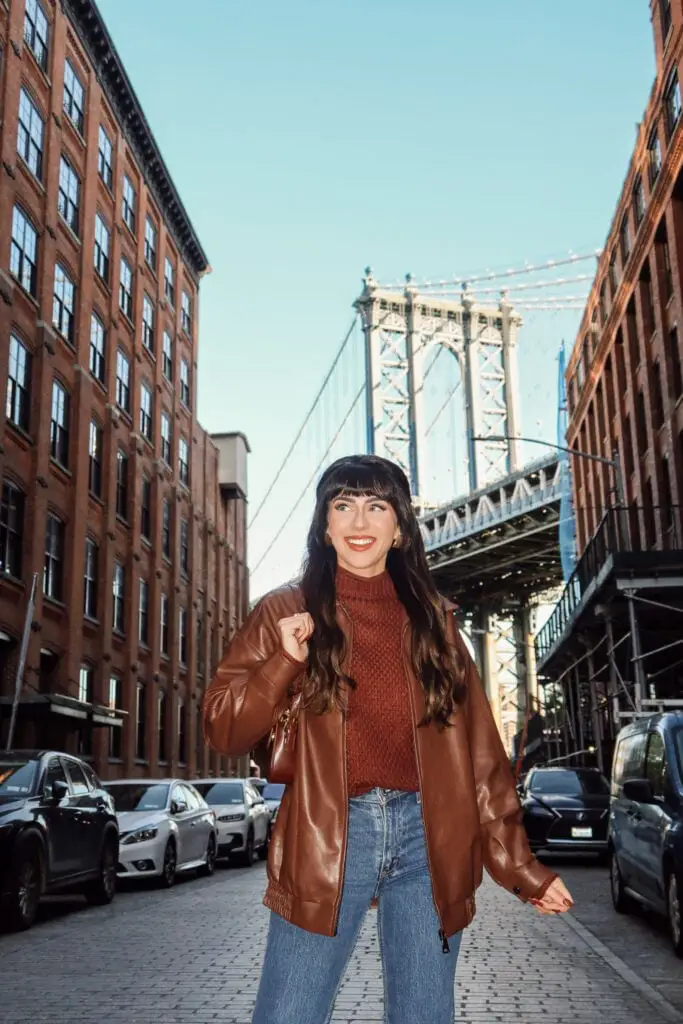 Leather Jacket With Knit Sweater — Classy Downtown Girl Outfits
