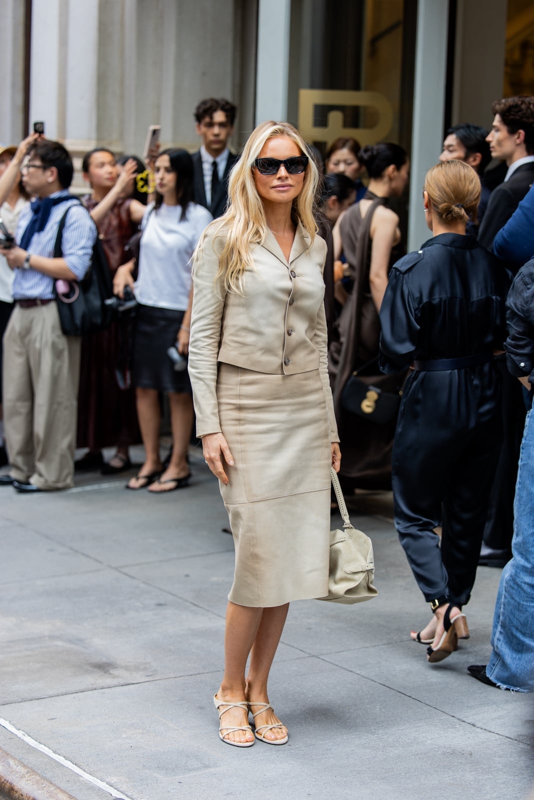 Beige Linen Blend Suit — Classy Downtown Girl Outfits