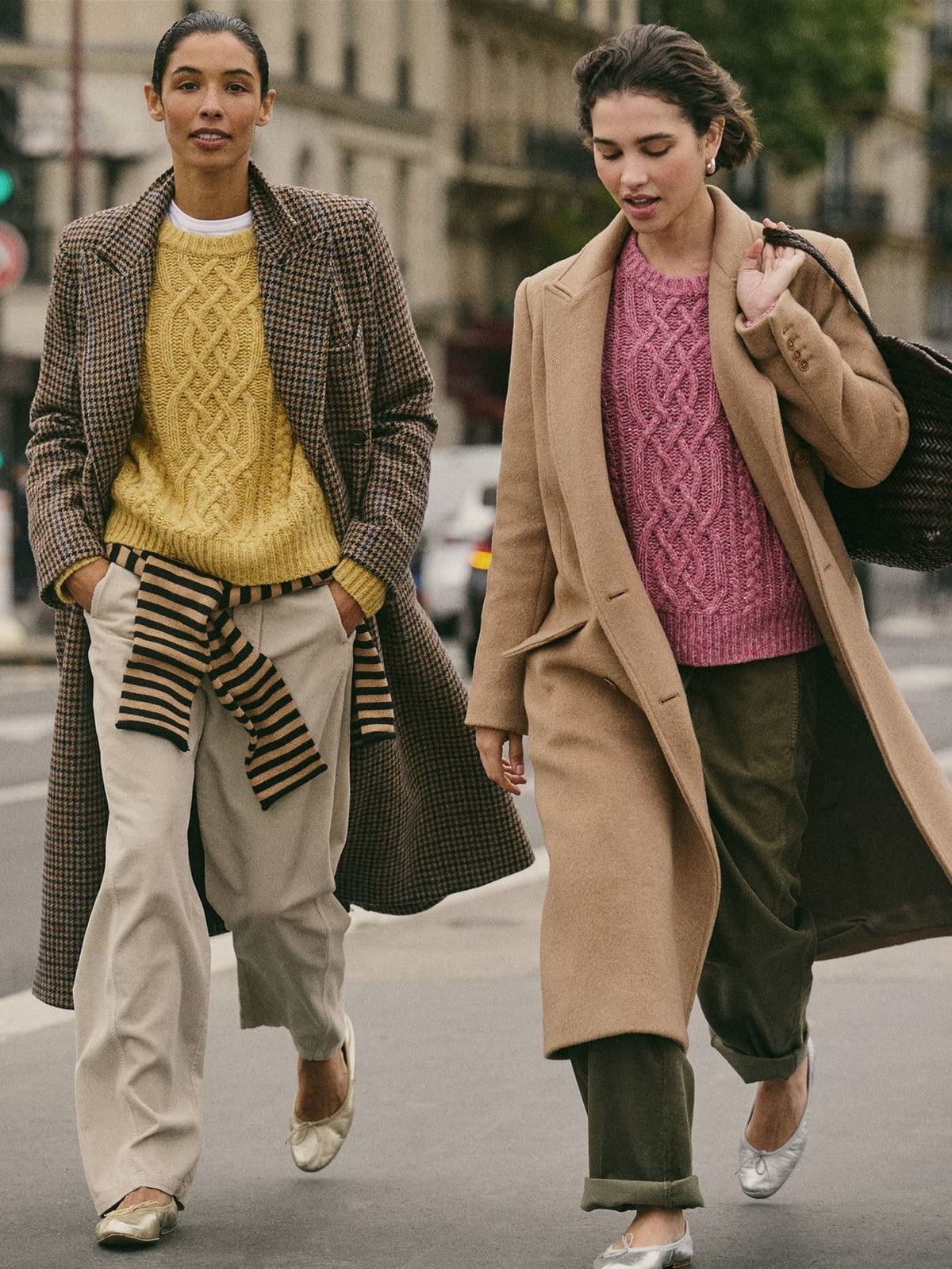 Checked Long Coat With Trousers — Classy Downtown Girl Outfits