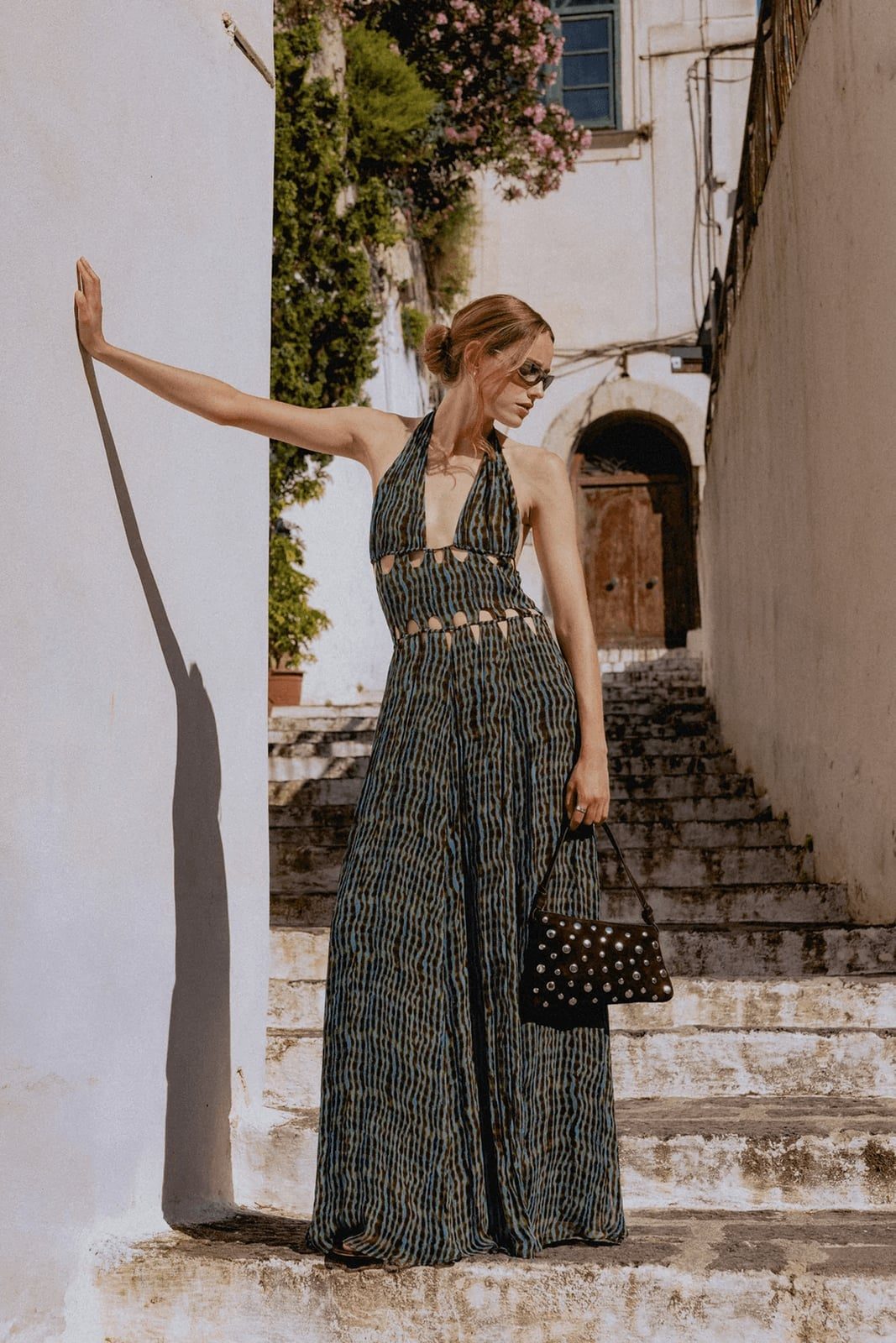 Striped Halter Neck Maxi Dress with Cut-Outs Striped Halter Neck Maxi Dress with Cut-Outs — Classy Dress As Your Type