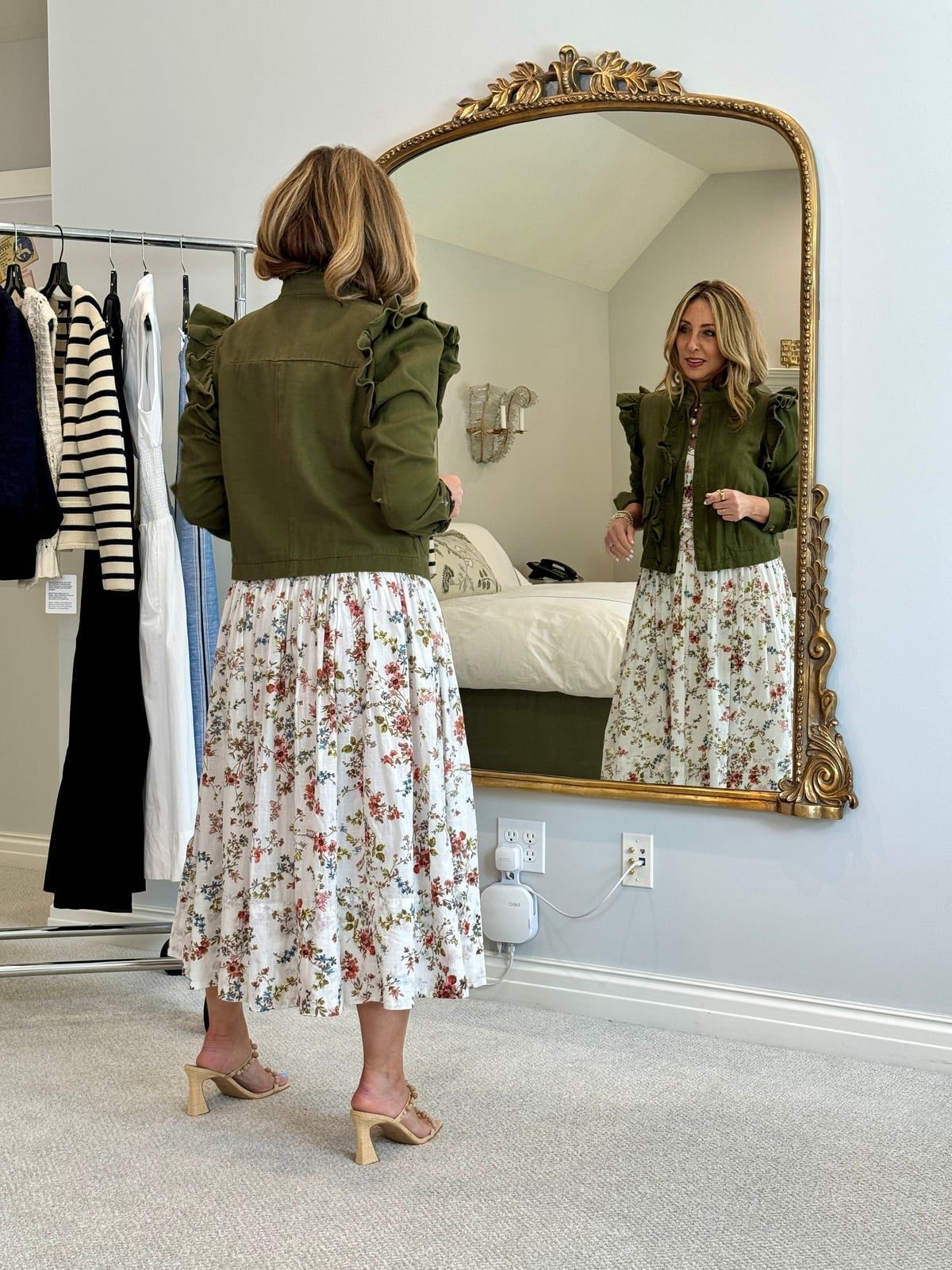 Floral Print Midi Dress with Ruffled Jacket Floral Print Midi Dress with Ruffled Jacket — Classy Dress As Your Type
