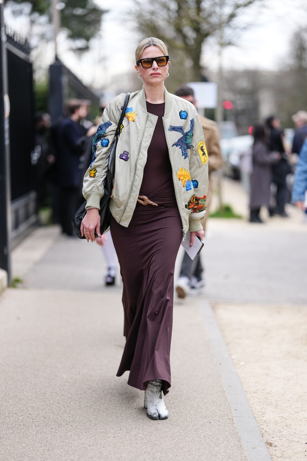 Brown Jersey Dress With Bomber Jacket Brown Jersey Dress With Bomber Jacket — Classy Dress with Jacket