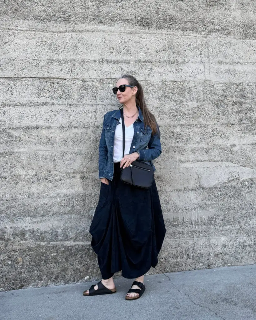 Denim Jacket with Voluminous Skirt Denim Jacket with Voluminous Skirt — Classy Edgy Outfits
