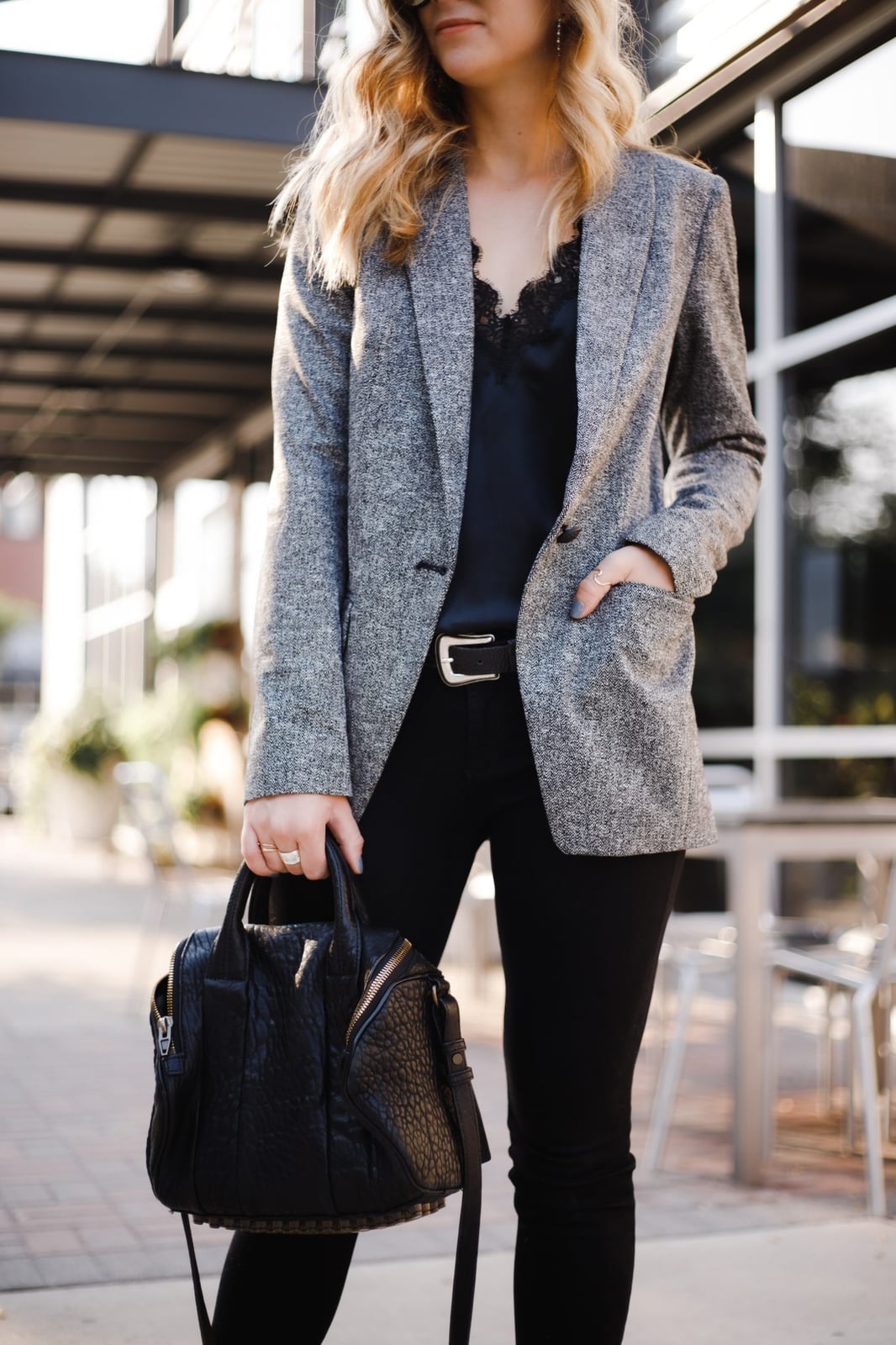 Tweed Blazer with Lace Camisole Tweed Blazer with Lace Camisole — Classy Edgy Outfits