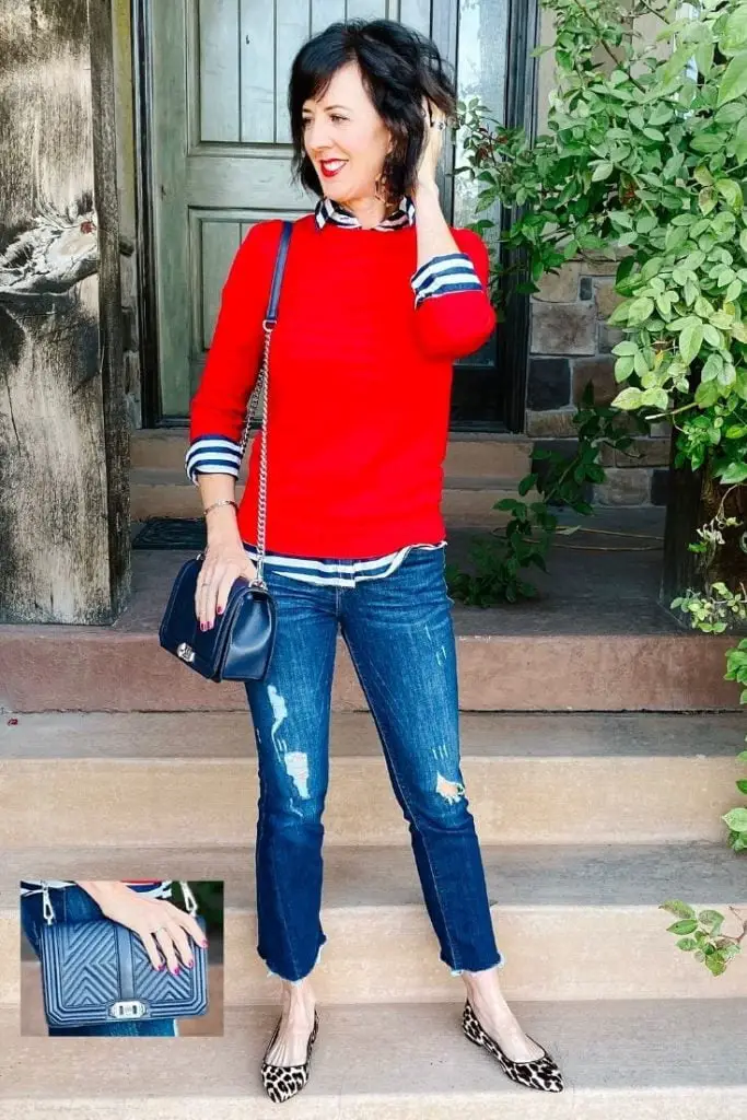 Striped Top with Distressed Jeans and Leopard Flats Striped Top with Distressed Jeans and Leopard Flats — Classy Edgy Outfits