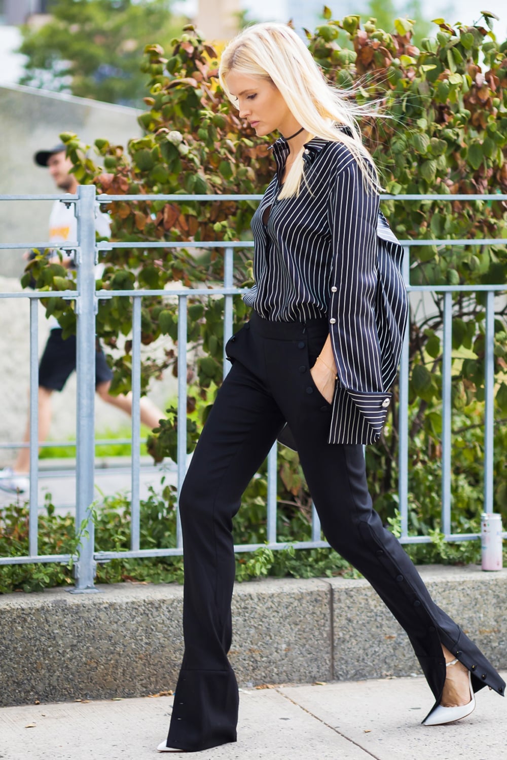 Striped Oversized Shirt with Flared Trousers Striped Oversized Shirt with Flared Trousers — Classy Edgy Outfits