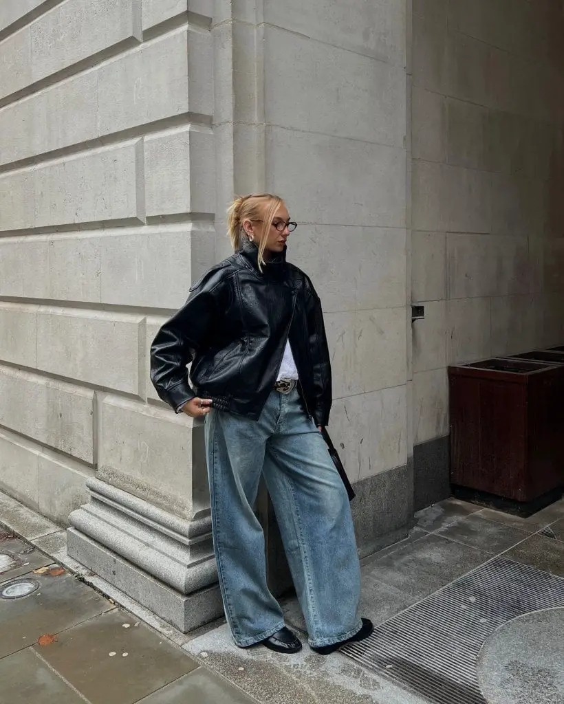 Leather Jacket with Oversized Jeans Leather Jacket with Oversized Jeans — Classy Edgy Outfits