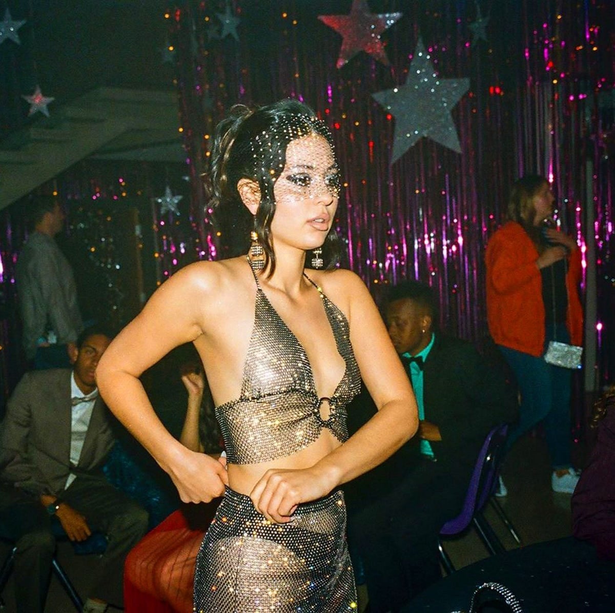 Silver Sequin Chainmail Halter Top and Mini Skirt Set — Classy Euphoria Outfits