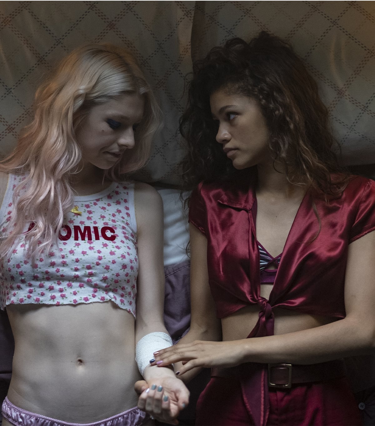 Red Satin Robe Top Over Bralette with Satin Bottoms — Classy Euphoria Outfits
