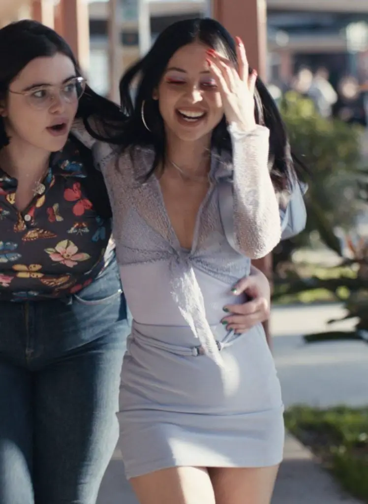 Light Blue Mini Dress with Sheer Knit Top — Classy Euphoria Outfits