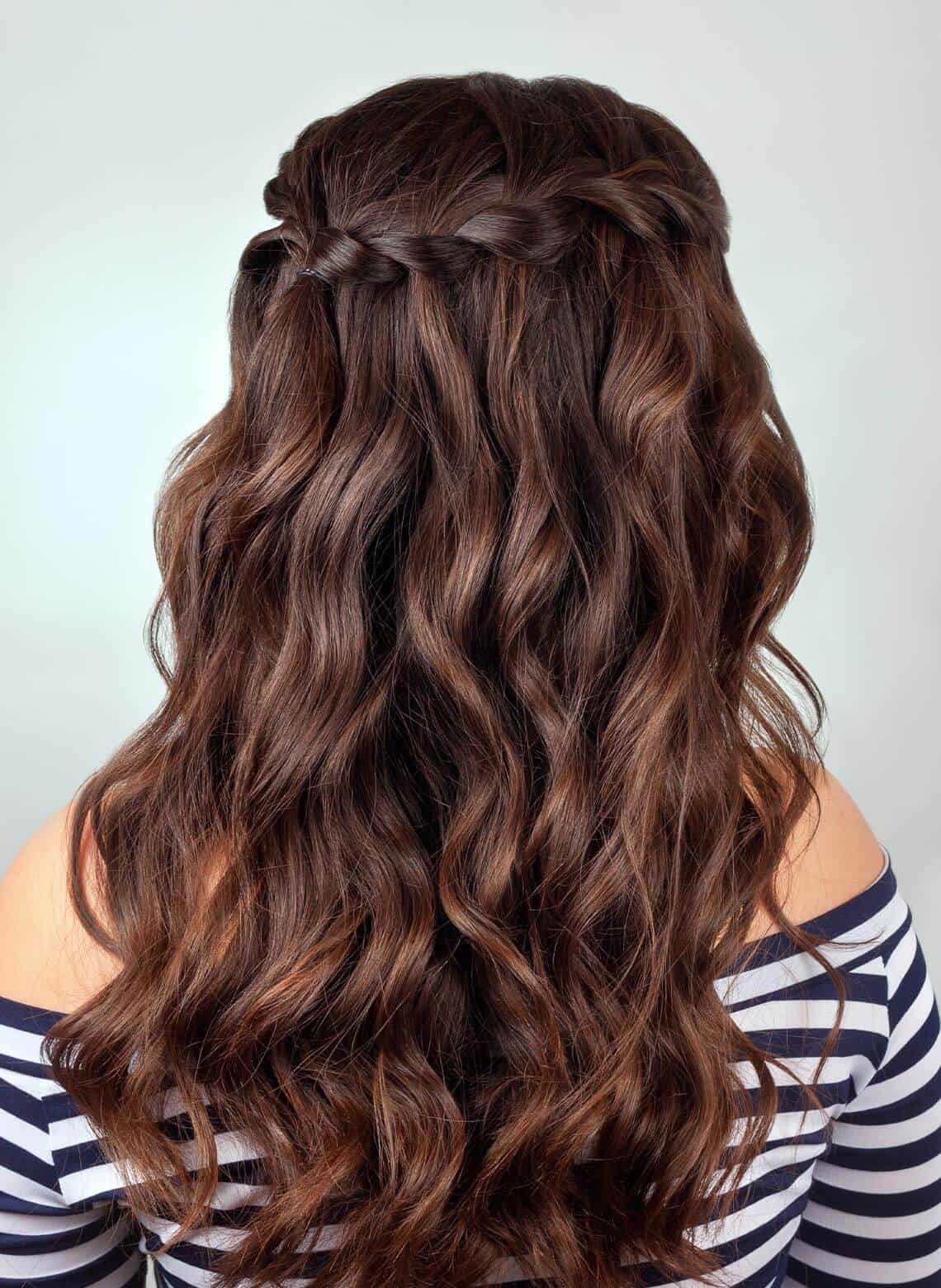 Long Dark Brown Waves With Braid Accent — Classy Everyday Hairstyles