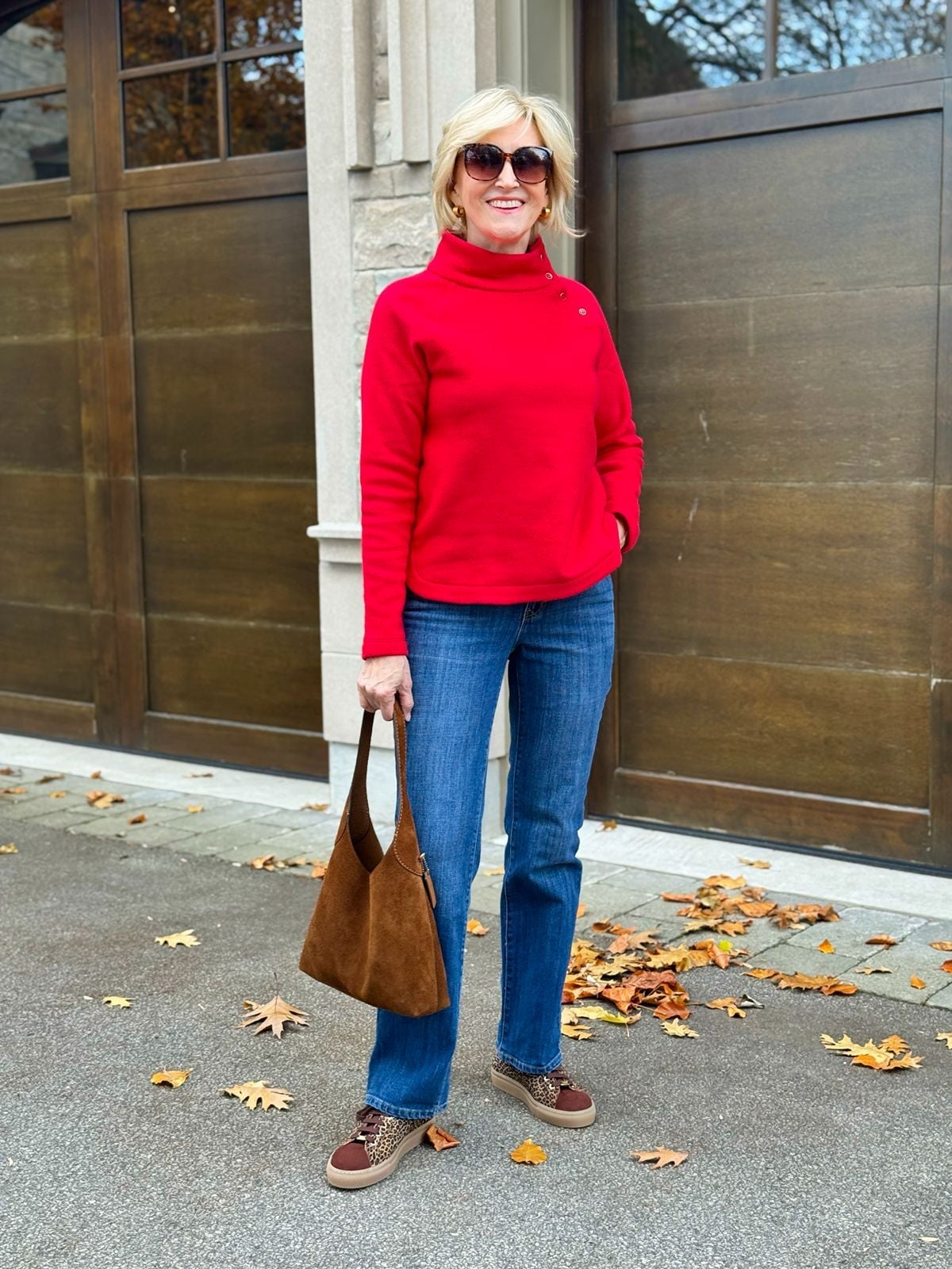 Vibrant Red Fleece Mock Neck Top Vibrant Red Fleece Mock Neck Top — Classy Fleece Outfits