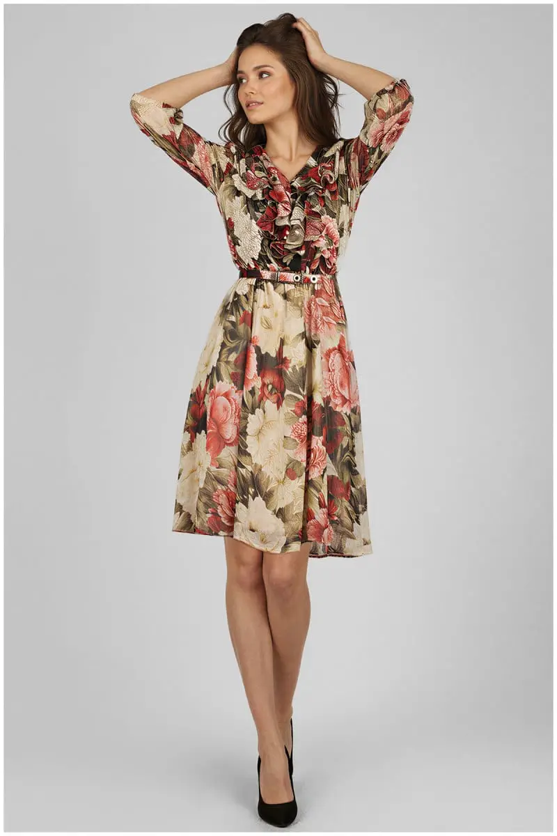 Cream Floral Dress with Ruffled Details Cream Floral Dress with Ruffled Details — Classy Floral Outfits