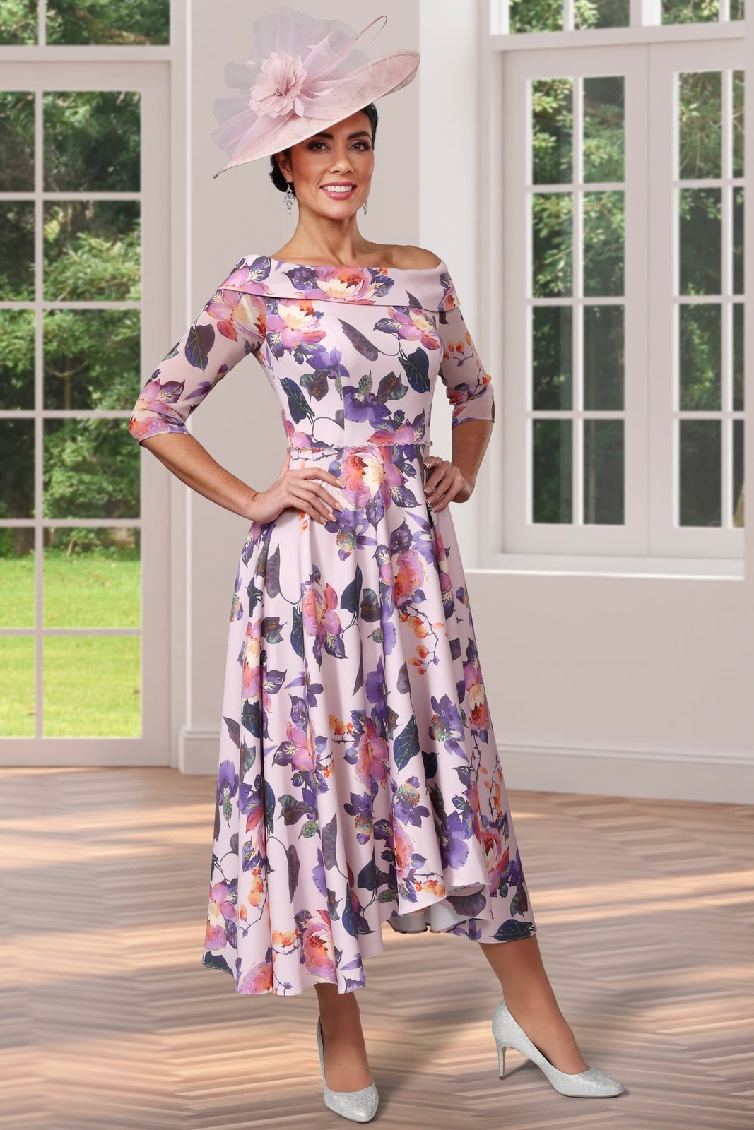 Pink Floral Fit-and-Flare for Formal Events Pink Floral Fit-and-Flare for Formal Events — Classy Floral Outfits