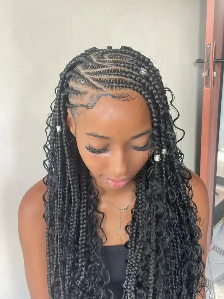 Black Fulani Braids With Silver Beads And Curls — Classy Fulani Braids with Curls