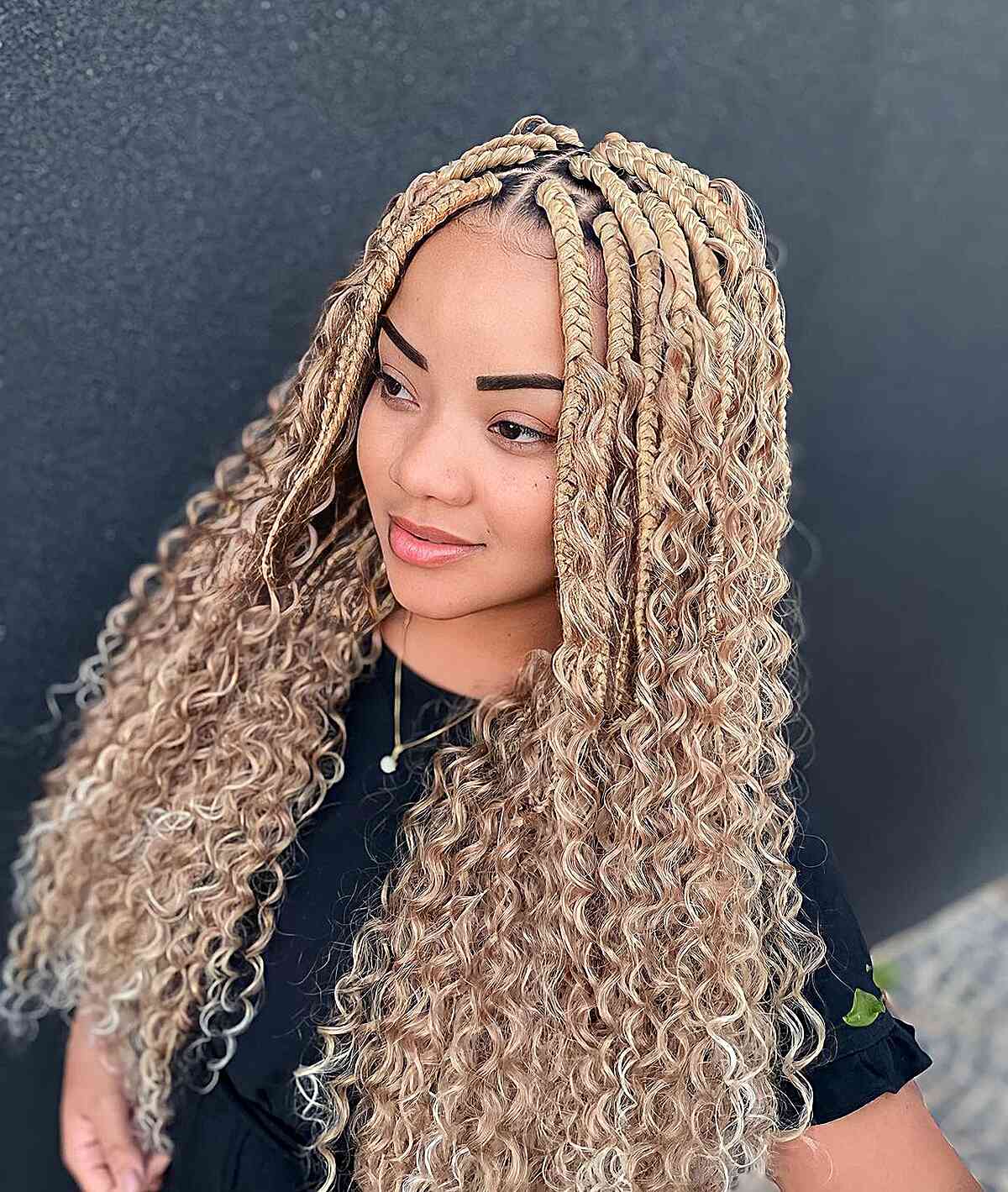 Blonde Fulani Braids With Voluminous Curls — Classy Fulani Braids with Curls