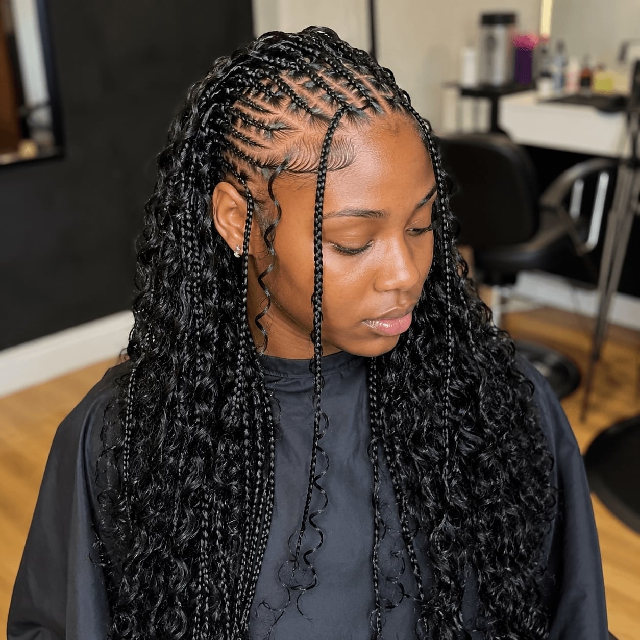 Black Fulani Braids With Long Wavy Curls — Classy Fulani Braids with Curls