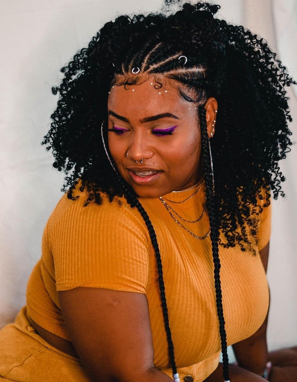 Black Fulani Braids With Rings And Large Curls — Classy Fulani Braids with Curls