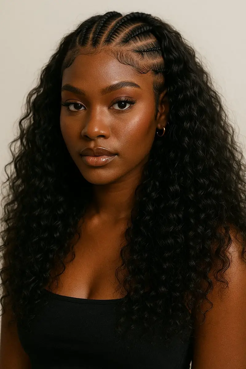 Black Fulani Braids With Defined Mid-Back Curls — Classy Fulani Braids with Curls