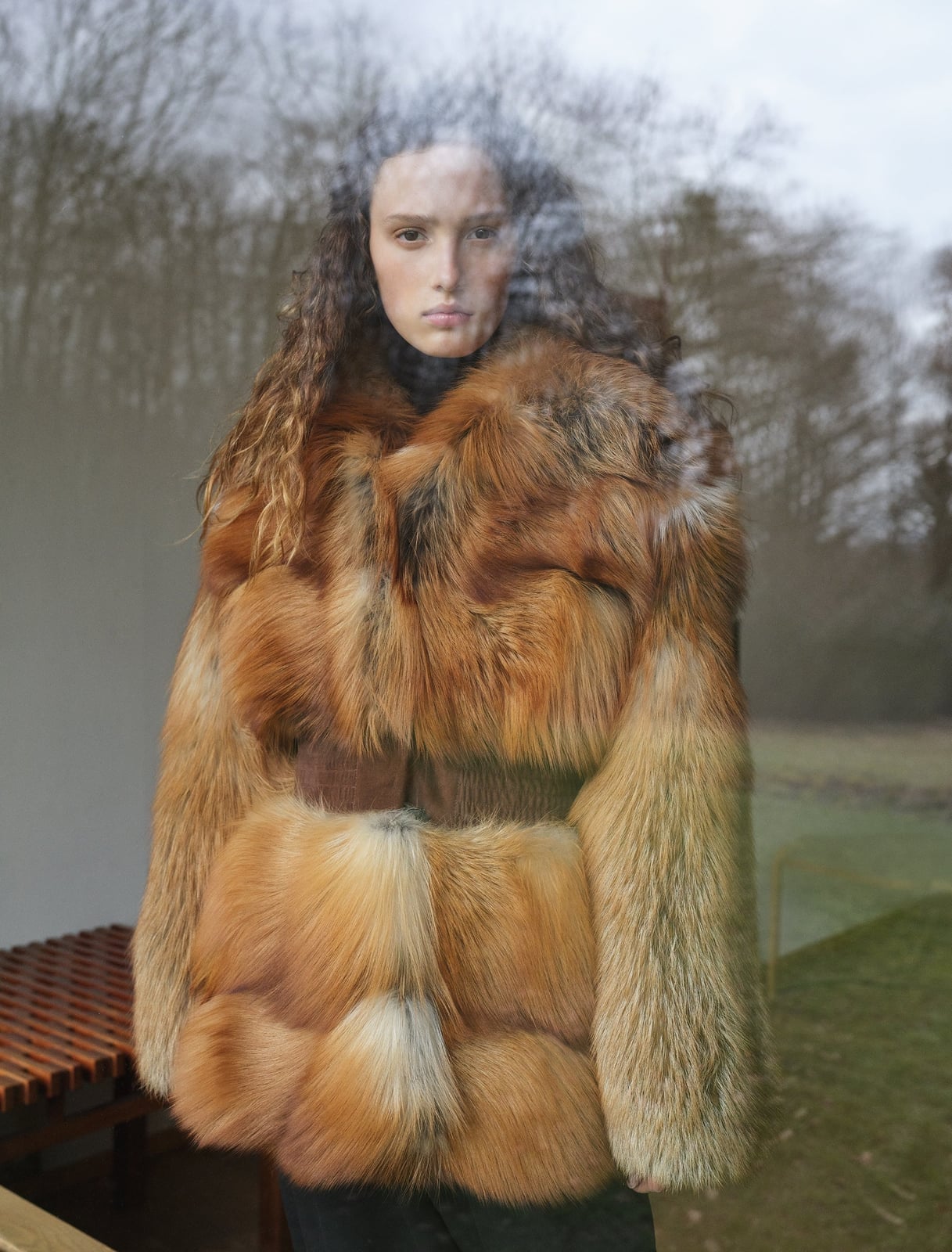 Voluminous Multi-Toned Fur Coat with Black Turtleneck — Classy Fur Outfits