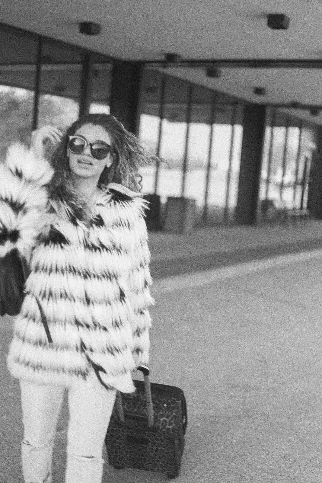 Tan Teddy Coat with Cream Turtleneck and Wide-Leg Trousers — Classy Fur Outfits