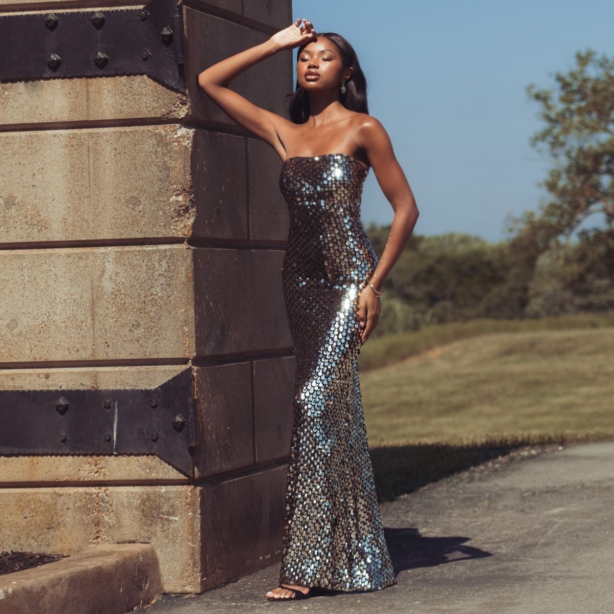Silver and Black Sequin Sheath Gown Silver and Black Sequin Sheath Gown — Classy Glitter Dresses