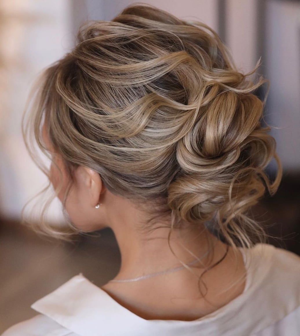 Medium Length Light Blonde Low Chignon Waves — Classy Going Out Hairstyles