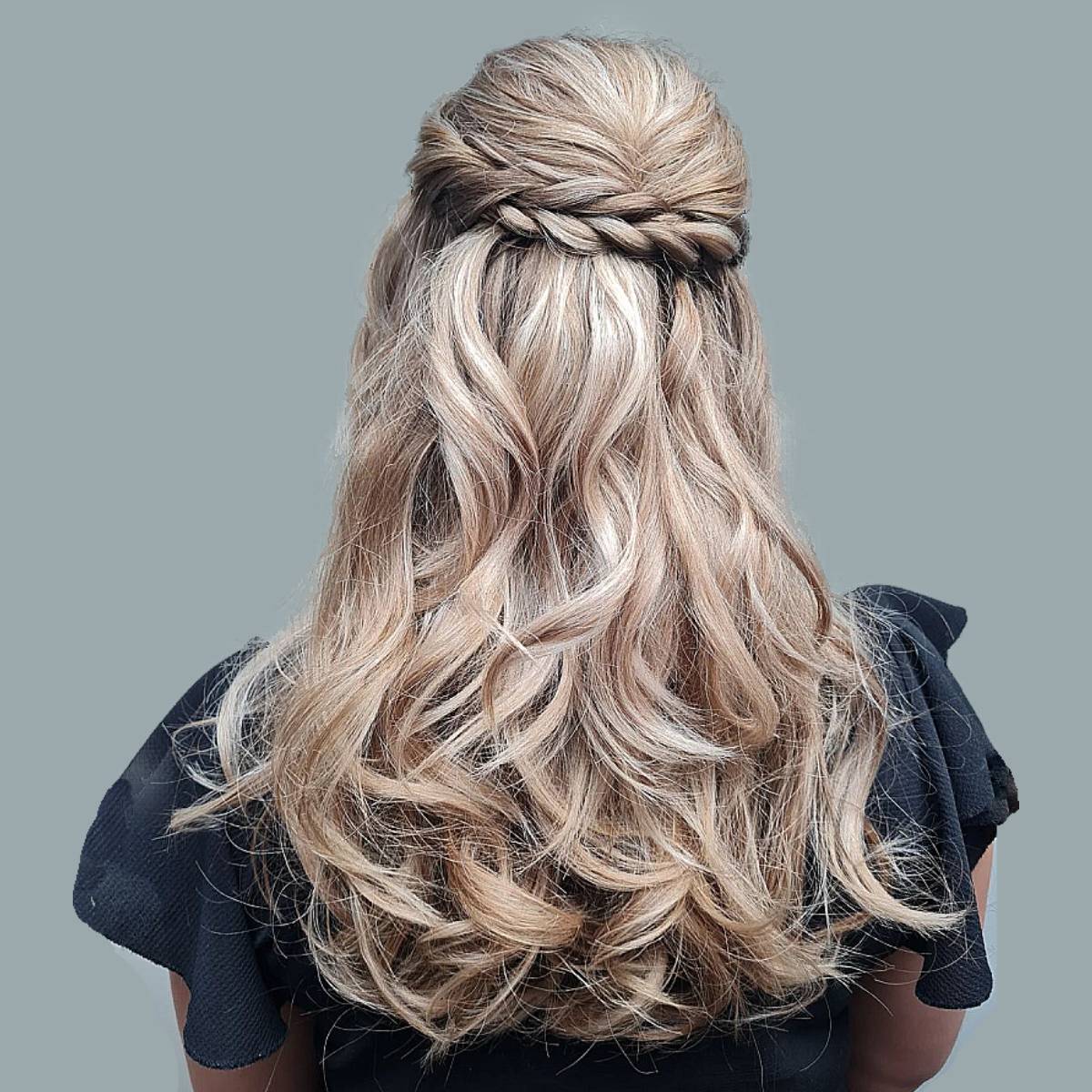 Mid-Back Blonde Half Updo With Braid — Classy Going Out Hairstyles
