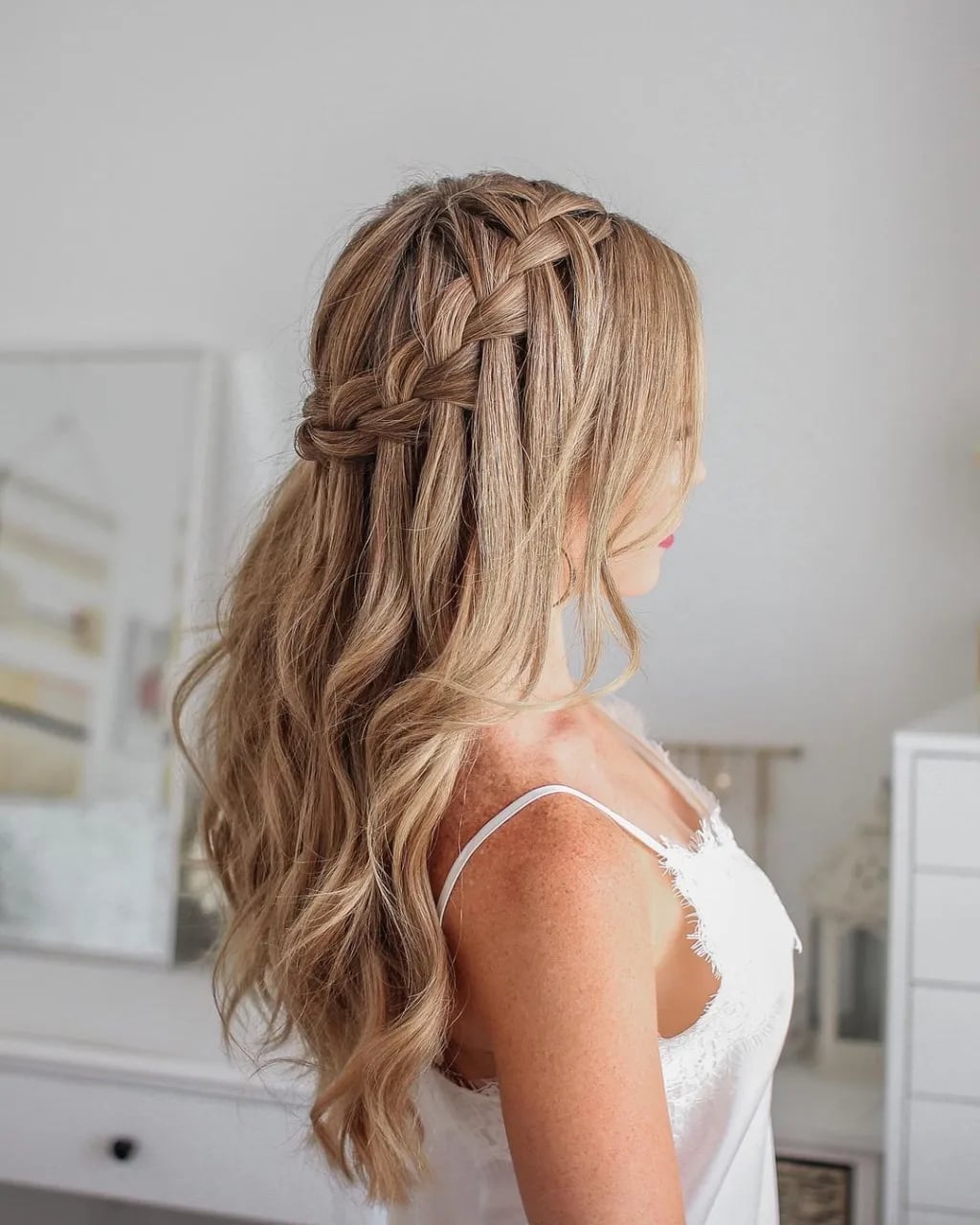 Long Blonde Waterfall Braid Half Up — Classy Going Out Hairstyles