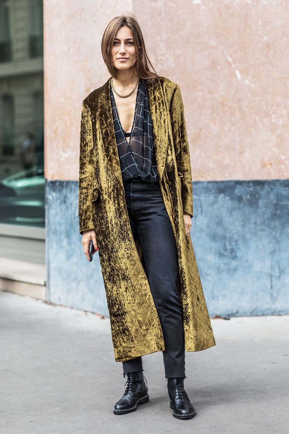 Long Gold Velvet Duster Coat Outfit Long Gold Velvet Duster Coat Outfit — Classy Gold Outfits